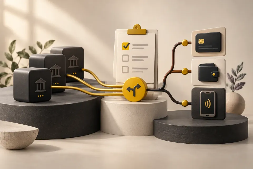 Stripe-alternativ: afklar først hvilken del af betalingen du vil ændre Illustration til artiklen: Stripe-alternativ: afklar først hvilken del af betalingen du vil ændre